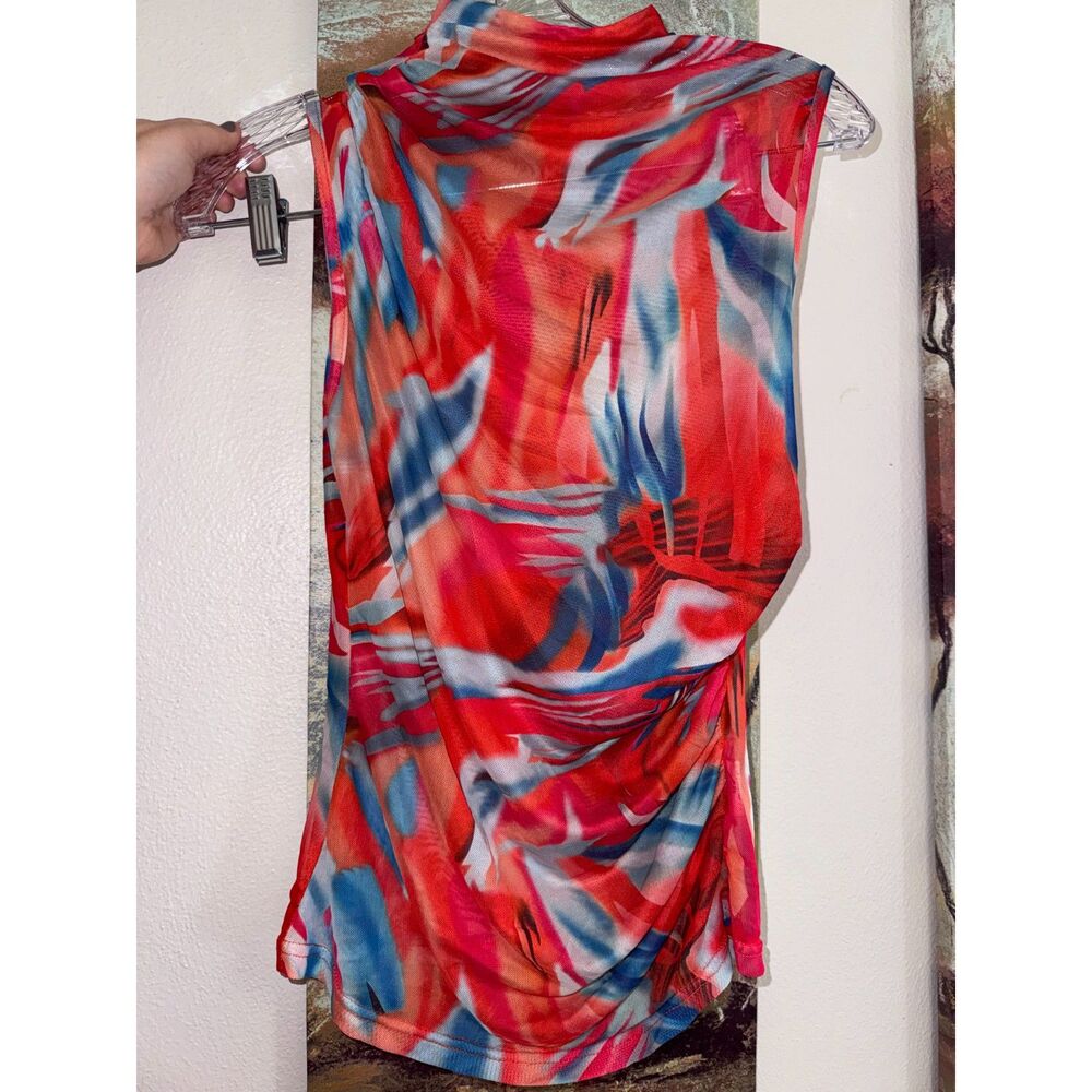 Abstract High Neck Mesh Top - Picture 2 of 4